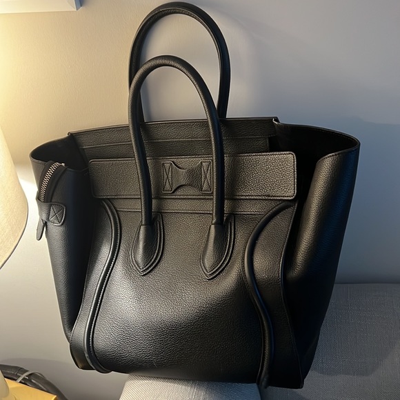 Celine - MINI LUGGAGE HANDBAG IN DRUMMED CALFSKIN (BLACK) - Picture 2 of 2